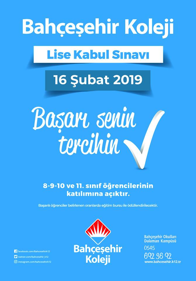 BAHÇEŞEHİR KOLEJİ LİSE KABUL SINAVI