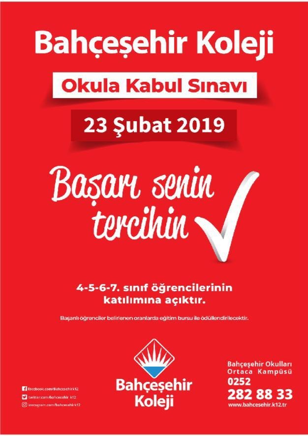 BAHÇEŞEHİR KOLEJİ OKULA KABUL SINAVI.4-5-6-7 SINIFLAR
