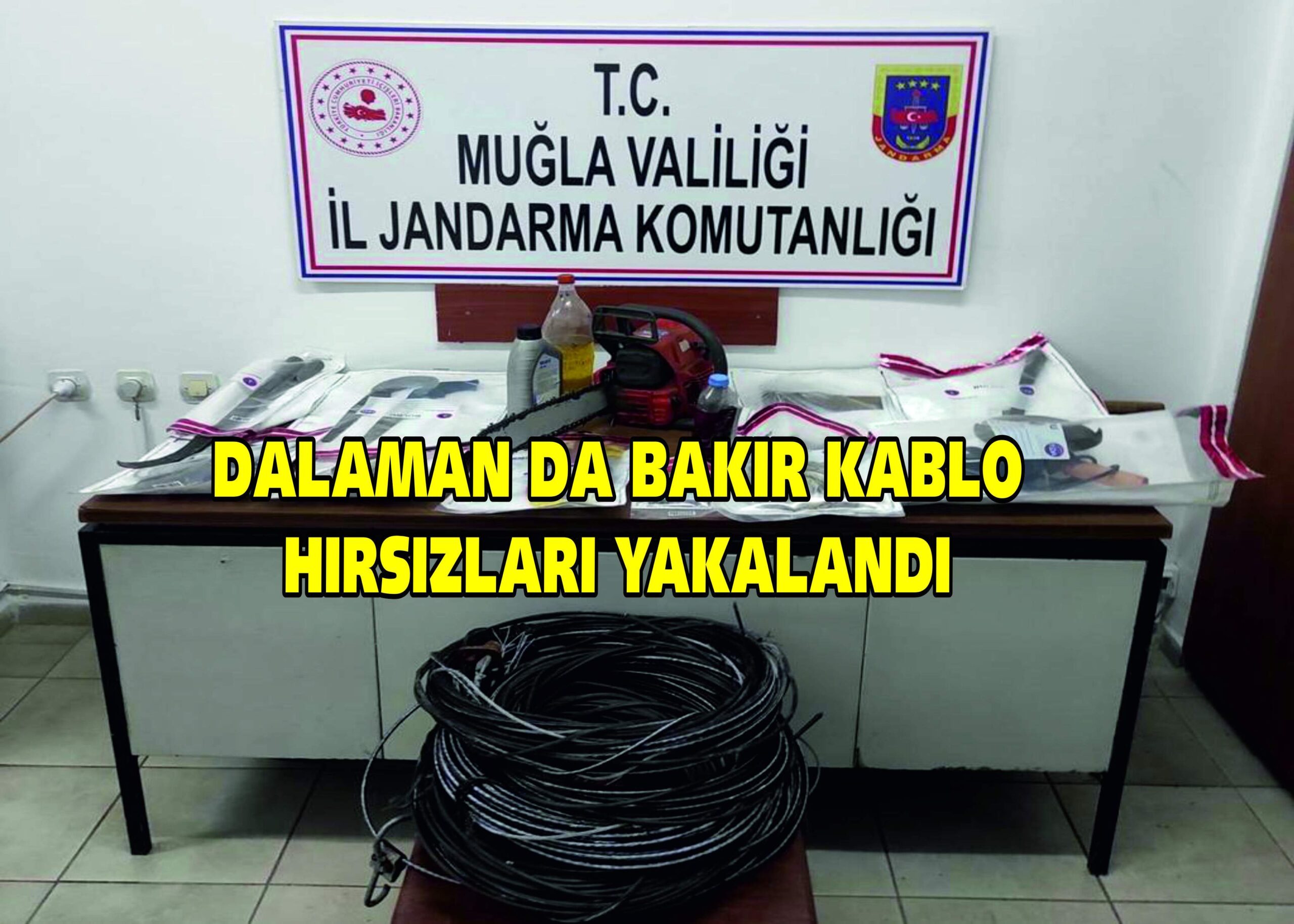 DALAMAN DA BAKIR KABLO HIRSIZLARI YAKALANDI