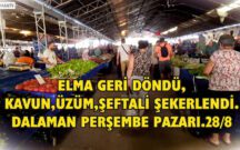 ELMA GERİ DÖNDÜ,KAVUN,ÜZÜM,ŞEFTALİ ŞEKERLENDİ.DALAMAN PERŞEMBE PAZARI.28/8