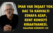 İMAR VAR İNŞAAT YOK, DAC TA KAHVALTI ESNAFA AZAP, KENT KONSEYİ KIRAATHANESİ.DALAMAN GÜNDEMİ 5/10